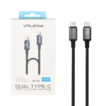 کابل شارژ فست 2 متری VIPLATINA Type-C To Type-C مدل BC98 60W - مشکی (گارانتی 12 ماه تعویض نیکان همراه)
