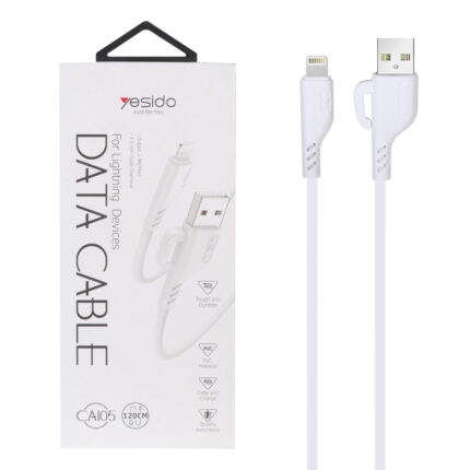 کابل شارژ فست 1.2 متری آیفون Yesido مدل CA105 - سفید (گارانتی 18 ماه تعویض نیکان همراه)