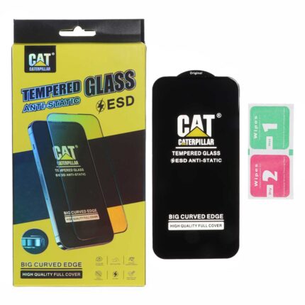 محافظ صفحه نمایش شیشه ای Anti Static - ESD Caterpillar مدل Apple iPhone 15 Pro - مشکی (پک دار)