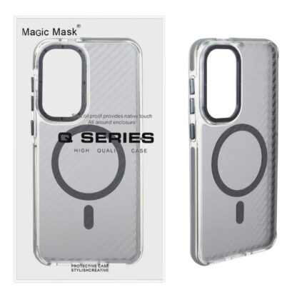 قاب اورجینال Q Series پشت کربن MagSafe مدل Samsung Galaxy S25 FE - خاکستری (پک دار)