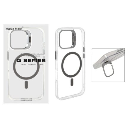 قاب اورجینال Q Series Bracket کریستالی Magsafe لنز استندشو Apple iPhone 16 - خاکستری (پک دار)