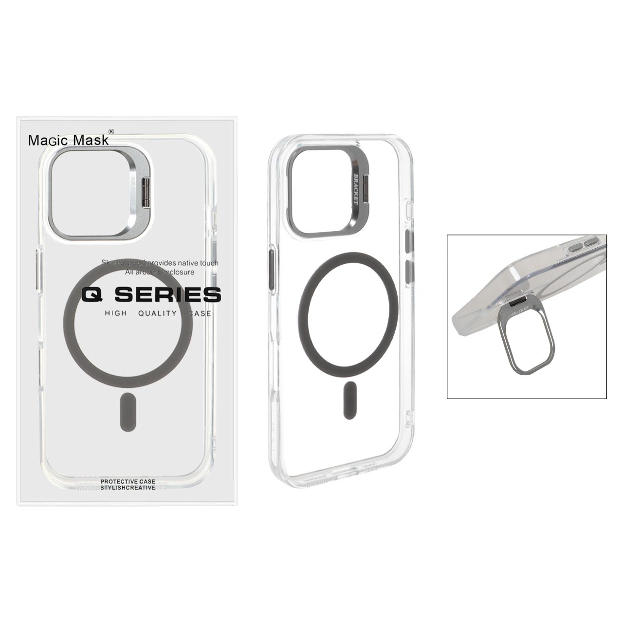 1562810 قاب اورجینال Q Series Bracket کریستالی Magsafe لنز استندشو Apple iPhone 16 - خاکستری (پک دار) - تصویر 1