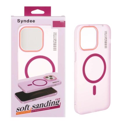 قاب اورجینال Syndee پشت مات MagSafe مدل Apple iPhone 14 Pro Max - سرخابی (پک دار )