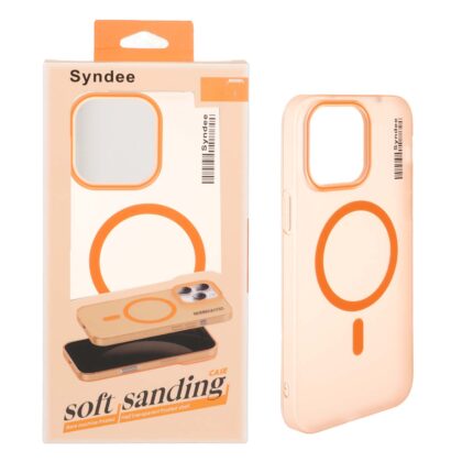 قاب اورجینال Syndee پشت مات MagSafe مدل Apple iPhone 14 Pro Max - نارنجی (پک دار )