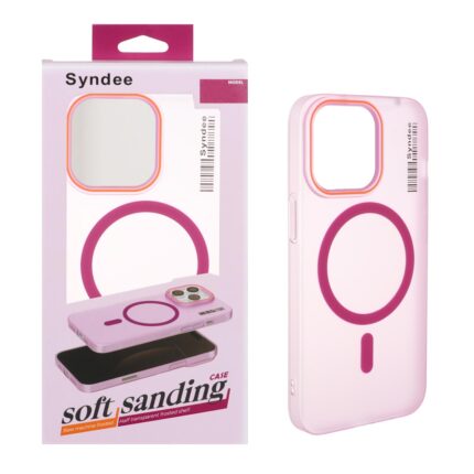 قاب اورجینال Syndee پشت مات MagSafe مدل Apple iPhone 13 Pro - سرخابی (پک دار )