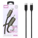کابل شارژ و دیتا PD و فست کنفی 3 متری Earldom Type-C To Type-C مدل EC-194C-C 60W - مشکی