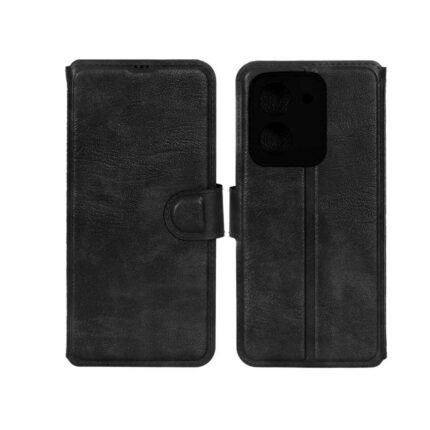کیف موبایل چرمی مگنتی محافظ لنزدار Xiaomi Redmi A5 / Poco C71 - مشکی کد 1