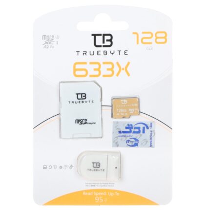 سفید (گارانتی مادام‌العمر شرکت آی تین) TRUEBYTE microSDXC & adapter U3 Class 10 633X -95MB/s - 128GB