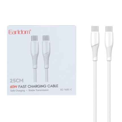 کابل شارژ فست پاوربانک Earldom Type-C To Type-C مدل EC-163C-C - سفید
