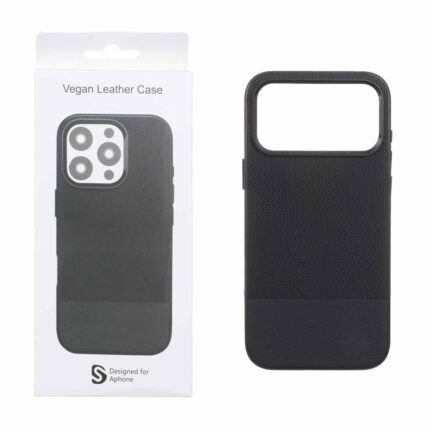 قاب اورجینال Vegan Leather Case چرمی دو تکه Apple iPhone 17 Pro Max - مشکی (پک دار) - MPS