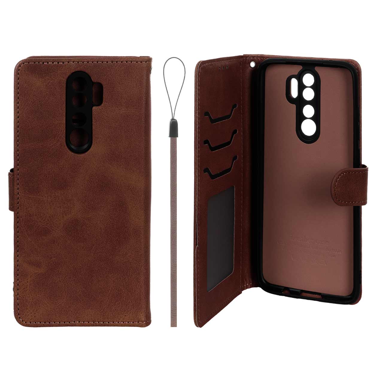1584884 کیف موبایل مگنتی درجه یک داخل خز MNC Plus مدل Xiaomi Redmi Note 8 Pro - قهوه ای - تصویر 1