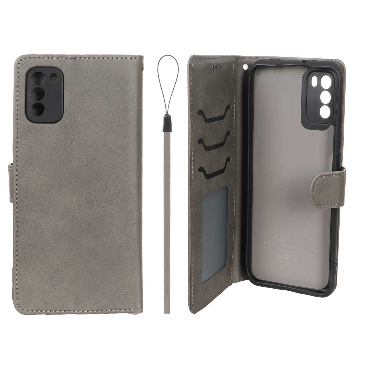 1585034 کیف موبایل مگنتی درجه یک داخل خز MNC Plus مدل Xiaomi Poco M3 - خاکستری - تصویر 1