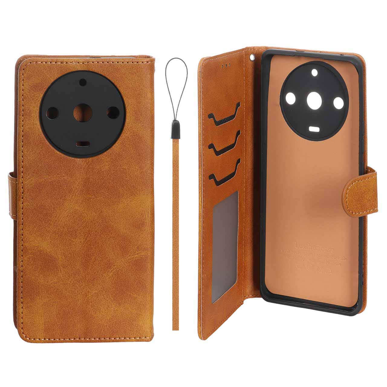 1585184 کیف موبایل مگنتی درجه یک داخل خز MNC Plus مدل Realme 11 Pro Plus - عسلی - تصویر 1