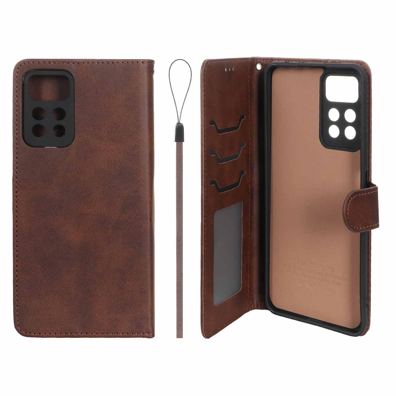 1585260 کیف موبایل مگنتی درجه یک داخل خز MNC Plus مدل Xiaomi Redmi Note 11 Pro Plus - قهوه ای - تصویر 1