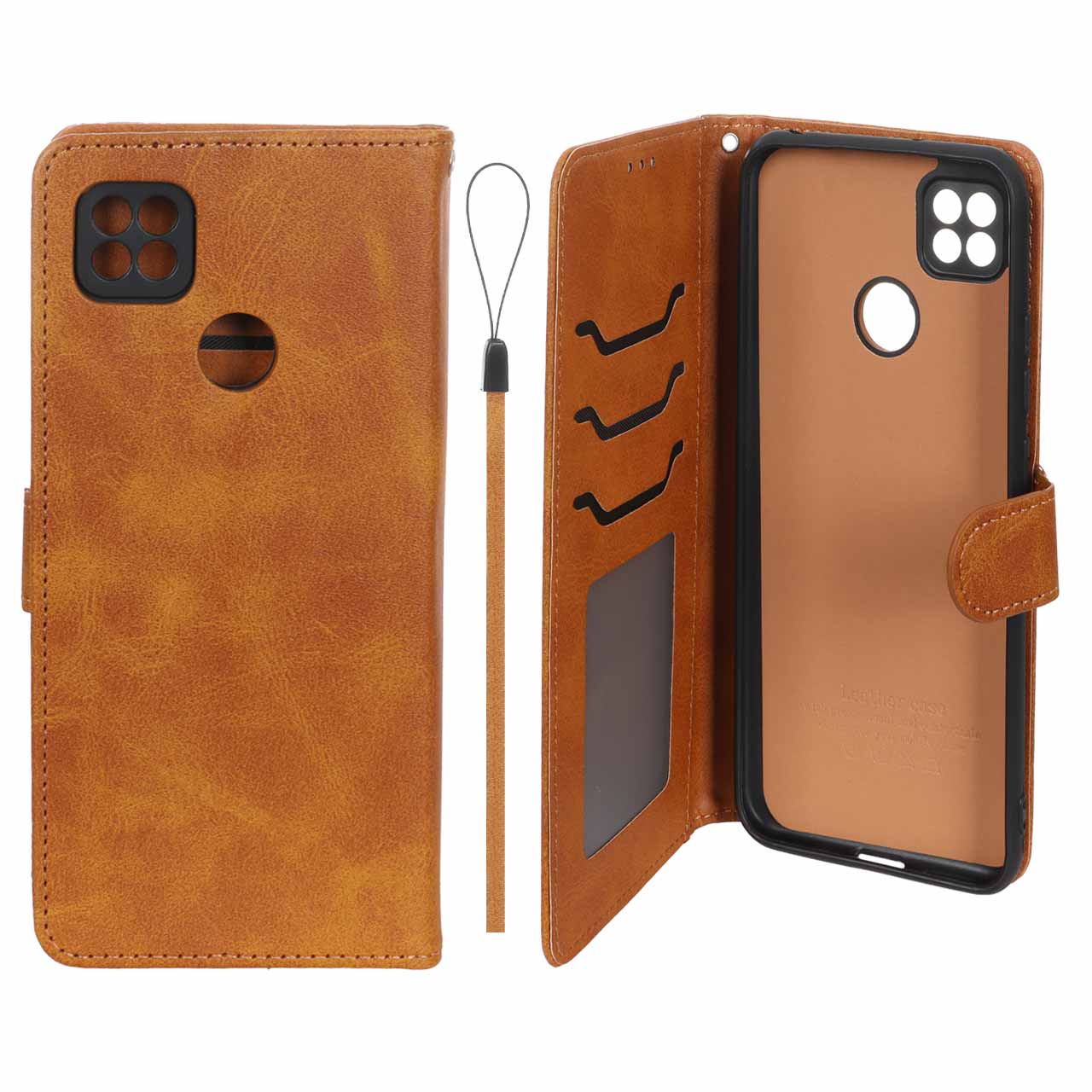 1585312 کیف موبایل مگنتی درجه یک داخل خز MNC Plus مدل Xiaomi Redmi 10A / Redmi 9C / Poco C31 - عسلی - تصویر 1
