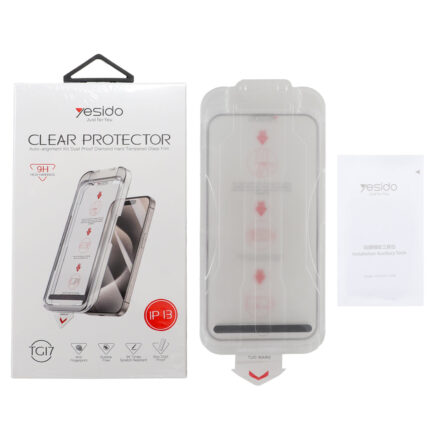 محافظ صفحه نمایش شیشه ای اورجینال Yesido - Magic Glass Box مدل Apple iPhone 13 / iPhone 13 Pro / iPhone 14 / 16e (پک دار)