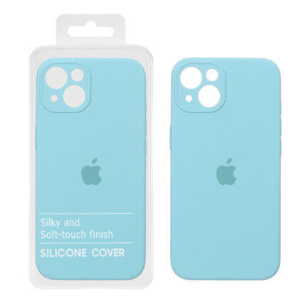 قاب سیلیکونی پاک کنی محافظ لنزدار اورجینال Apple iPhone 13 / iPhone 14 - فیروزه ای (پک اصلی)