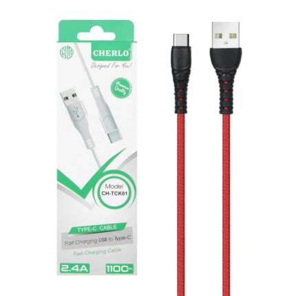 کابل شارژ 1.1 متری فست CHERLO Type-C مدل CH-TCK01 - قرمز - SMO