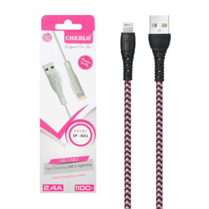 کابل شارژ 1.1 متری فست آیفون CHERLO مدل IP-K01 - سفید قرمز - SMO