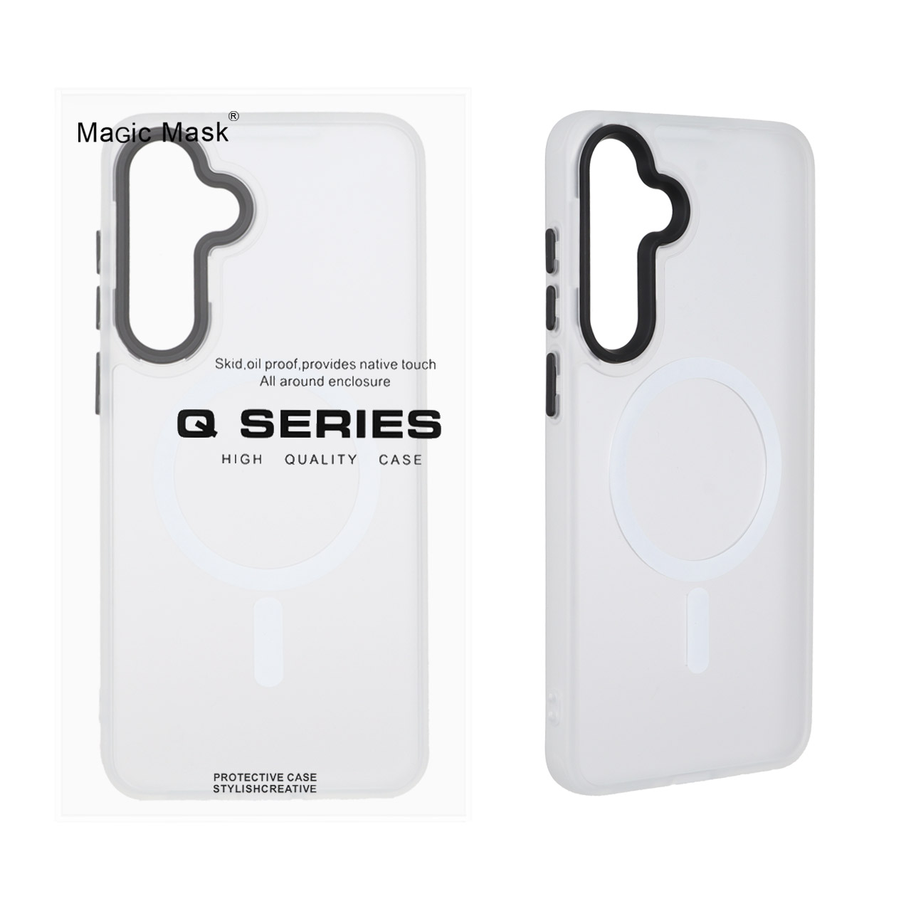1605790 قاب اورجینال Magic Mask مات Magsafe بلک لنز Samsung Galaxy S25 FE - سفید (پک دار) - تصویر 1