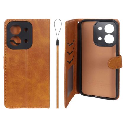 کیف موبایل مگنتی درجه یک داخل خز MNC Plus مدل Xiaomi Redmi 15C / Poco C85 - عسلی
