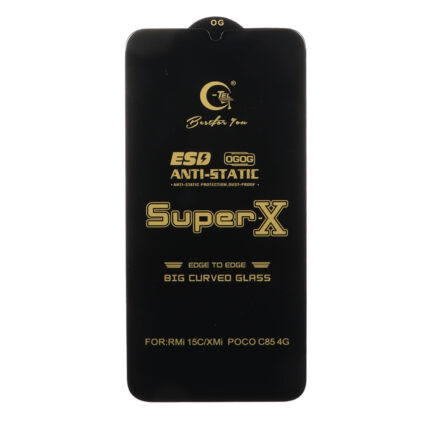 محافظ صفحه نمایش آنتی استاتیک Xiaomi Redmi 15C / Poco C85 - Full Cover Super X - مشکی (بدون پک)