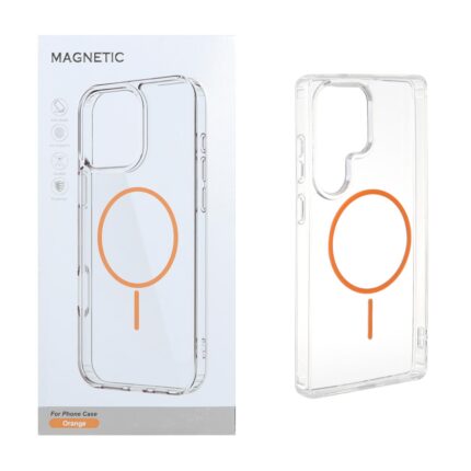قاب اورجینال Magnetic دور ژله ای MagSafe مدل Samsung Galaxy S25 Ultra - نارنجی (پک دار)