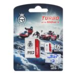 Queen tech Turbo microSDHC & adapter U1 Class 10 667X -100MB/s-16GB سفید قرمز