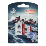 Queen tech Turbo microSDHC & adapter U3 Class 10 667X -100MB/s-64GB سفید قرمز
