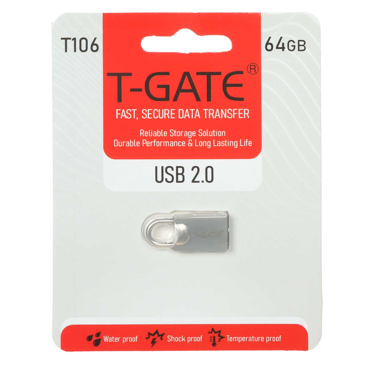 1620394 فلش مموری T-GATE USB2.0 مدل T106 ظرفیت 64GB - نقره ای (گارانتی آسان سرویس) - تصویر 1