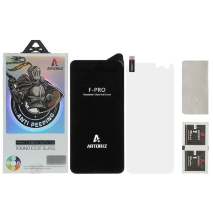محافظ صفحه نمایش شیشه ای اورجینال Privacy Artoriz با برچسب محافظ پشت گوشی Apple iPhone 6 / 6s - مشکی (پک دار)