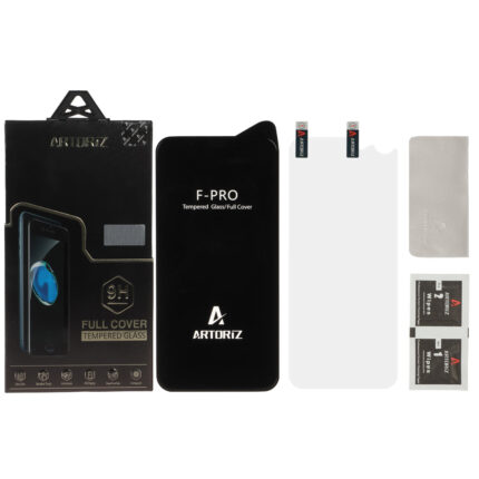 محافظ صفحه نمایش شیشه ای اورجینال Artoriz با برچسب محافظ پشت گوشی Apple iPhone 7 / 8 / SE 2020 - مشکی (پک دار)