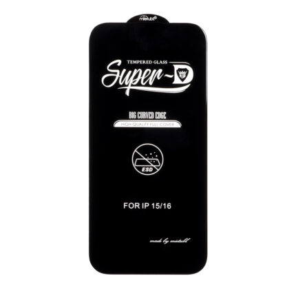 محافظ صفحه نمایش شیشه ای Apple iPhone 16 / iPhone 15 / iPhone 14 Pro - Full Cover Super D Mietubl - ESD - مشکی (بدون پک) - NTC ORG