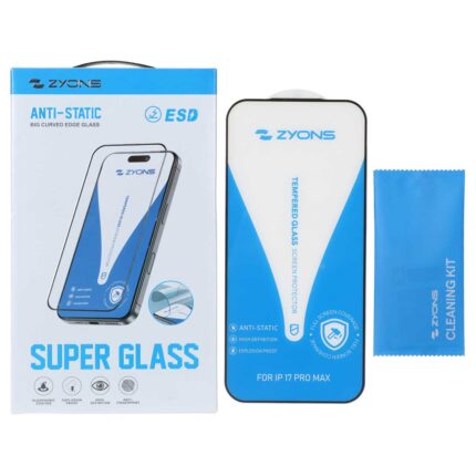 محافظ صفحه نمایش شیشه ای Full Cover ESD Anti Static - Zyons SG مدل Apple iPhone 17 Pro Max (پک دار)