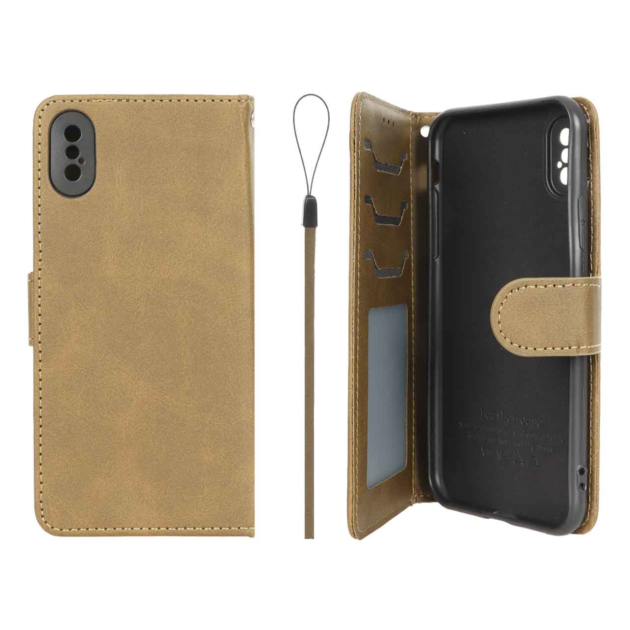 1630626 کیف موبایل مگنتی درجه یک داخل خز MNC Plus مدل Apple iPhone X / iPhone XS - سبز زیتونی - تصویر 1