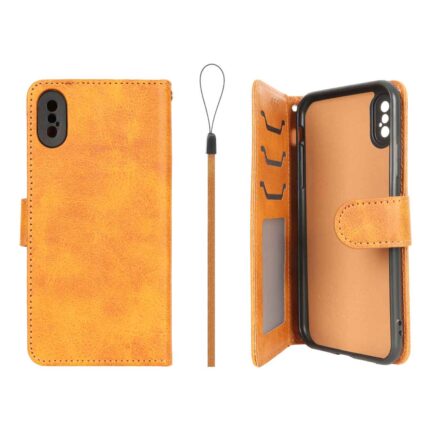 کیف موبایل مگنتی درجه یک داخل خز MNC Plus مدل Apple iPhone X / iPhone XS - عسلی