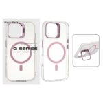 قاب اورجینال Q Series Bracket کریستالی Magsafe لنز استندشو Apple iPhone 16 - صورتی (پک دار)
