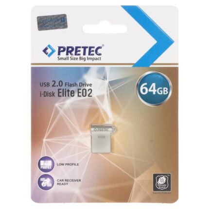 Pretec Elite E02 USB 2.0 Flash Memory - 64GB - نقره ای (گارانتی فراگامان)