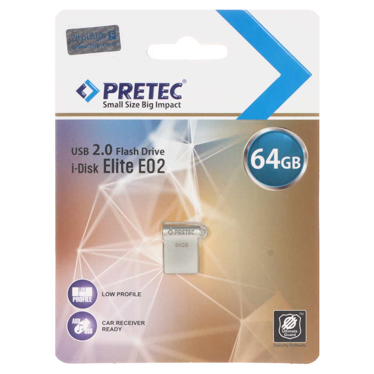 1650640 Pretec Elite E02 USB 2.0 Flash Memory - 64GB - نقره ای (گارانتی فراگامان) - تصویر 1