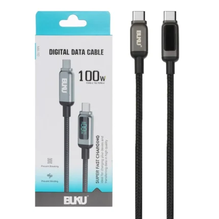 کابل شارژ فست BUKU Type-C To Type-C مدل MA-110 100W - مشکی - MMS (گارانتی شش ماهه YA)
