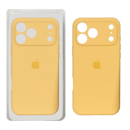 قاب سیلیکونی پاک کنی محافظ لنزدار اورجینال Apple iPhone 17 Pro Max - خردلی (پک دار) - NTC