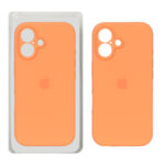 قاب سیلیکونی پاک کنی محافظ لنزدار اورجینال Apple iPhone 16 - نارنجی روشن (پک دار) - NTC