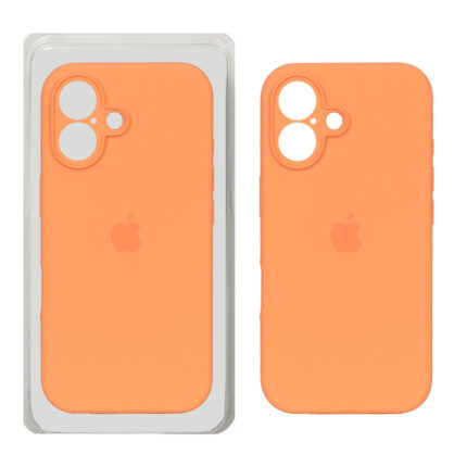 قاب سیلیکونی پاک کنی محافظ لنزدار اورجینال Apple iPhone 16 - نارنجی روشن (پک دار) - NTC