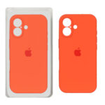 قاب سیلیکونی پاک کنی محافظ لنزدار اورجینال Apple iPhone 17 - نارنجی تیره (پک دار) - NTC