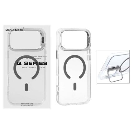 قاب اورجینال Q Series Bracket کریستالی Magsafe لنز استندشو Apple iPhone 17 Pro Max - خاکستری (پک دار )