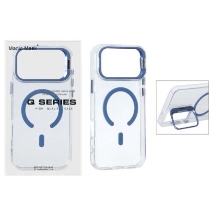 قاب اورجینال Q Series Bracket کریستالی Magsafe لنز استندشو Apple iPhone 17 Pro Max - آبی (پک دار )