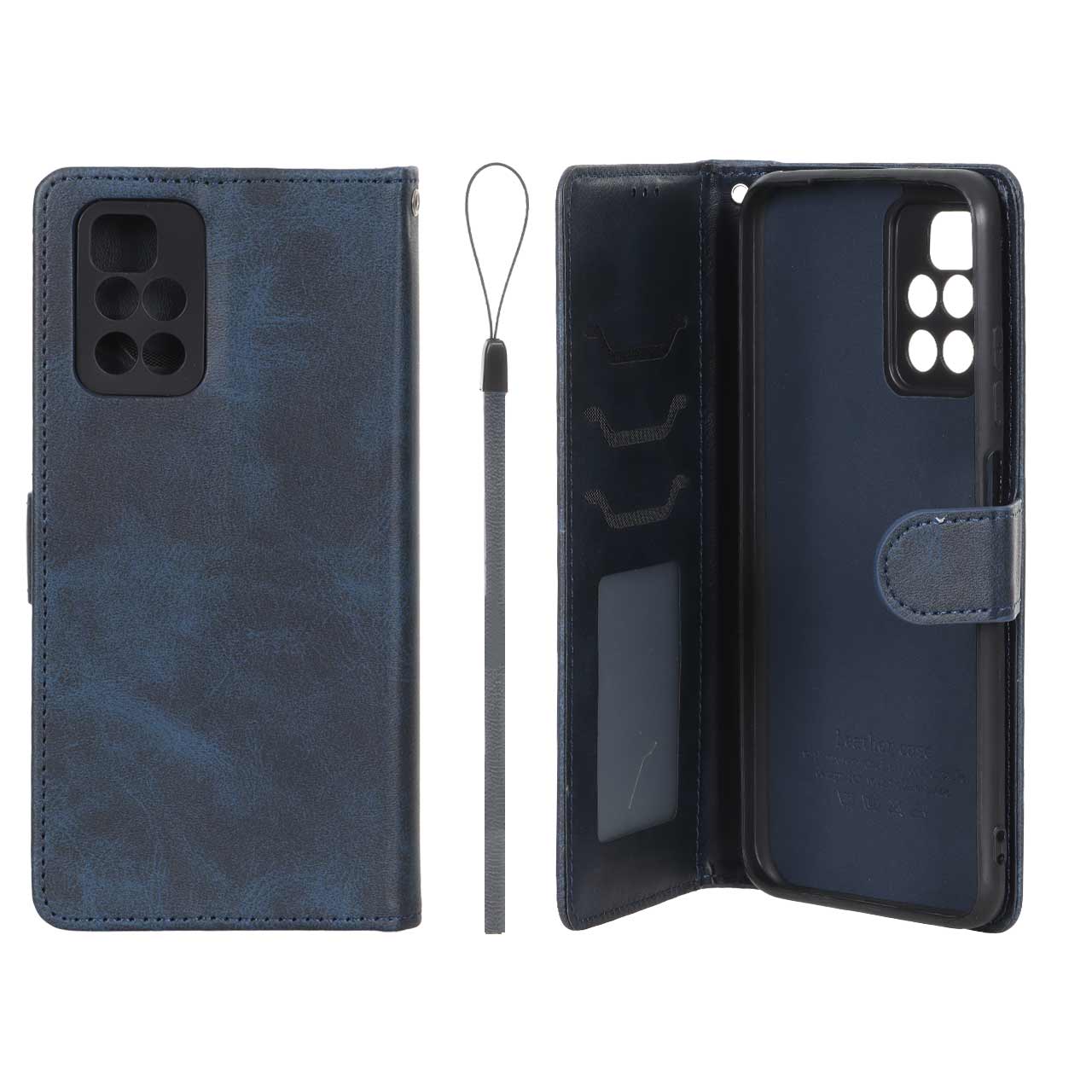 1661282 کیف موبایل مگنتی درجه یک داخل خز MNC Plus مدل Xiaomi Redmi 10 / Redmi 10 Prime - سرمه ای - تصویر 1