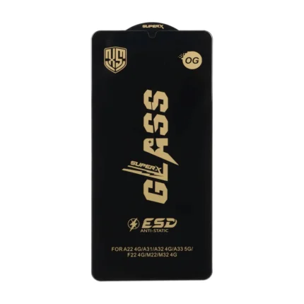 محافظ صفحه نمایش شیشه ای درجه یک Full Cover Super X OG - ESD OVOG مدل Samsung Galaxy A31 / A32 4G / A33 5G / A22 4G / F22 4G / M22 / M32 4G