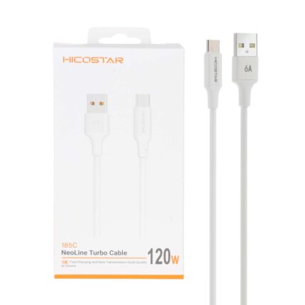 کابل شارژ فست Hicostar Type-C مدل 185C 120W - سفید