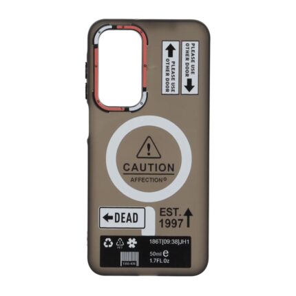 قاب Caution مات طرح مگ سیف دکمه متال Samsung Galaxy A17 / A26 - مشکی